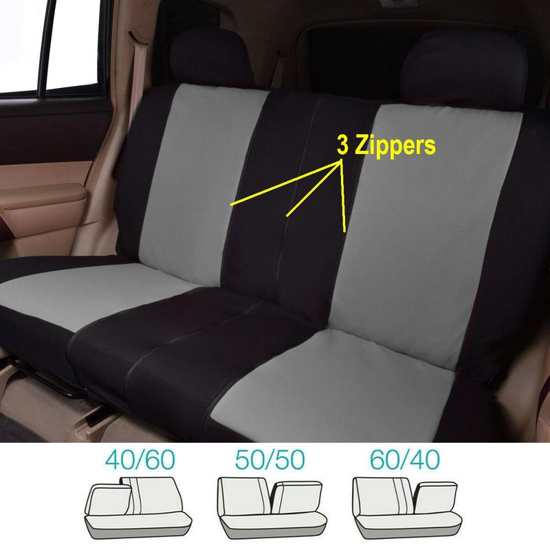 Flying Banner Car Seat Covers Front Seats Rear Bench Polyester car seat Protectors Easy installations Rear Bench Split Classic Man Lady Truck (Full Set - Low Back, Black Gray) - Image 3
